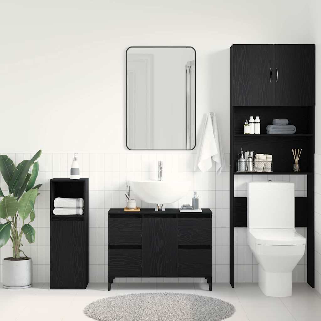 Baderomsvaskeskap Svart Eik 80 x 33 x 60 cm Konstruert tre