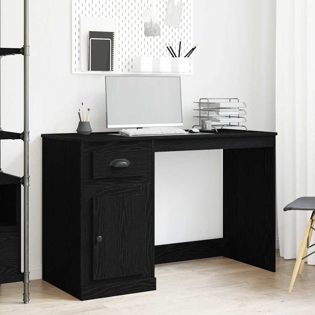 Skrivebord med skuff Svart Eik 50 x 115 x 75 cm Konstruert tre