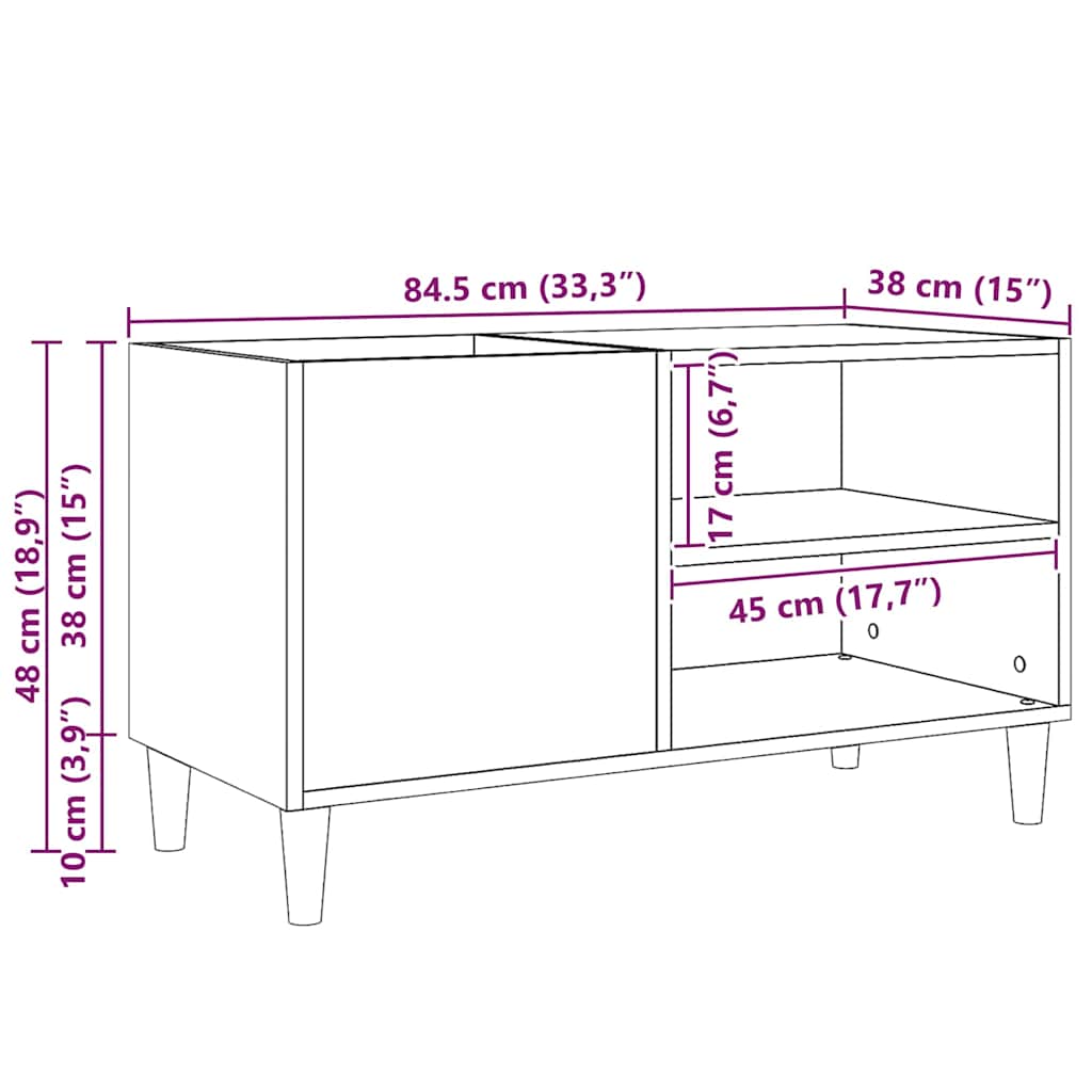 Plateskap Svart eik 84,5 x 38 x 48 cm Konstruert tre