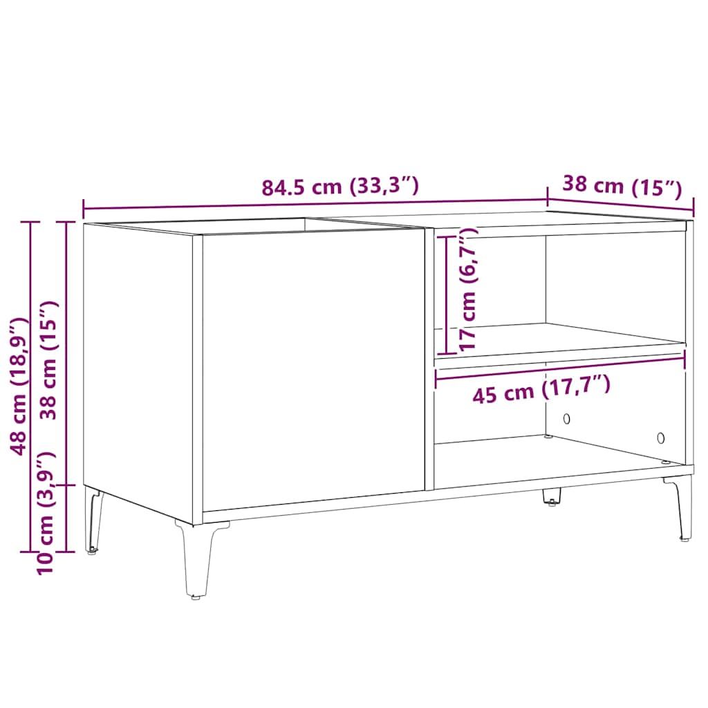 Plateskap med hylle Svart Eik 84,5 x 38 x 48 cm Konstruert tre