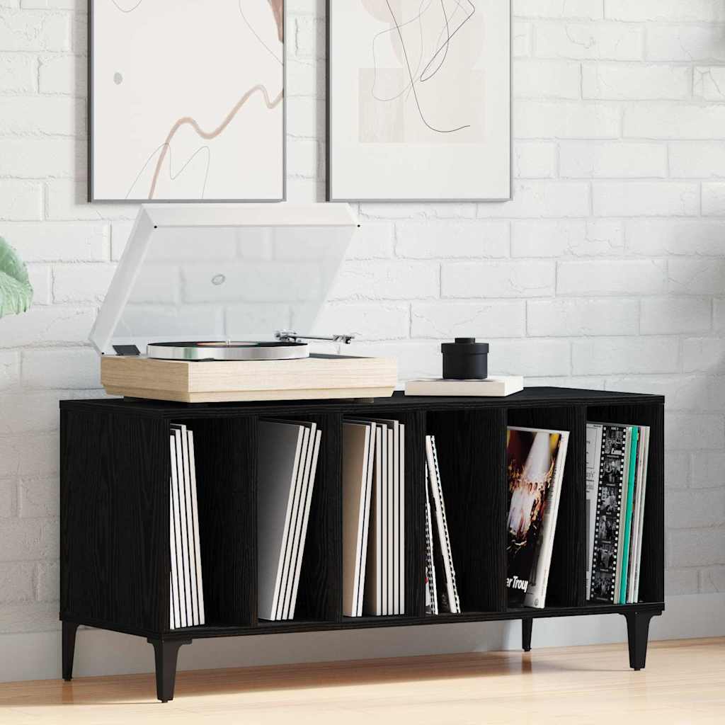 Plateskap med hylle Svart Eik 100 x 38 x 48 cm Konstruert tre