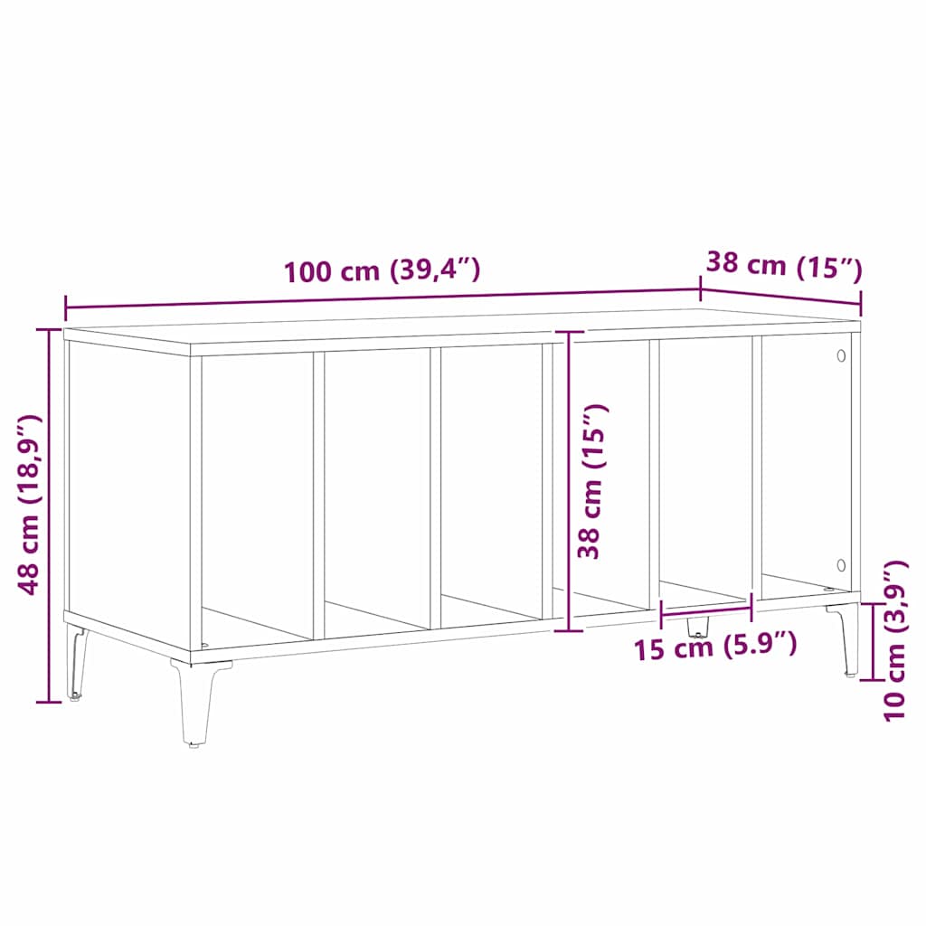 Plateskap med hylle Svart Eik 100 x 38 x 48 cm Konstruert tre