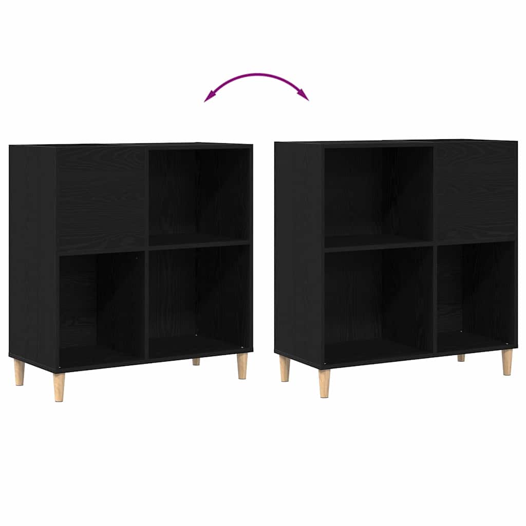 Plateskap med hylle Svart Eik 84,5 x 38 x 89 cm Konstruert tre