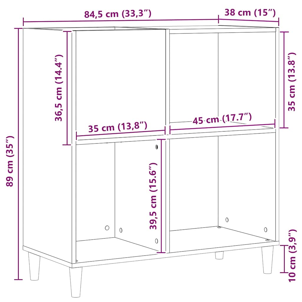 Plateskap med hylle Svart Eik 84,5 x 38 x 89 cm Konstruert tre