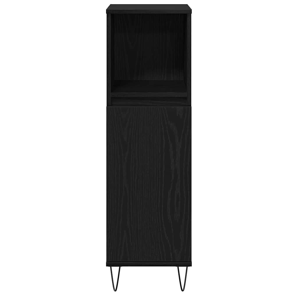 Baderomsskap med dør Svart Eik 30 x 30 x 100 cm Konstruert tre
