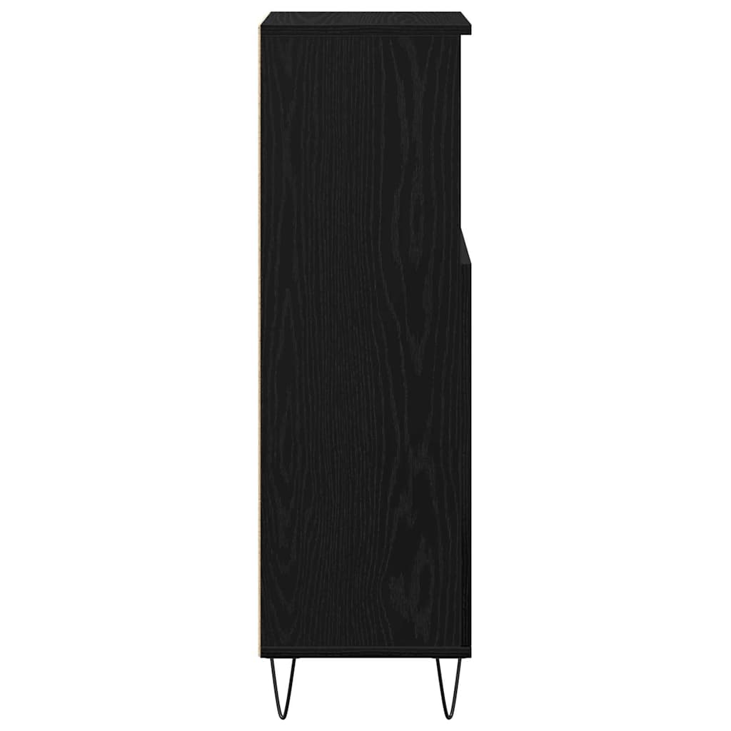Baderomsskap med dør Svart Eik 30 x 30 x 100 cm Konstruert tre