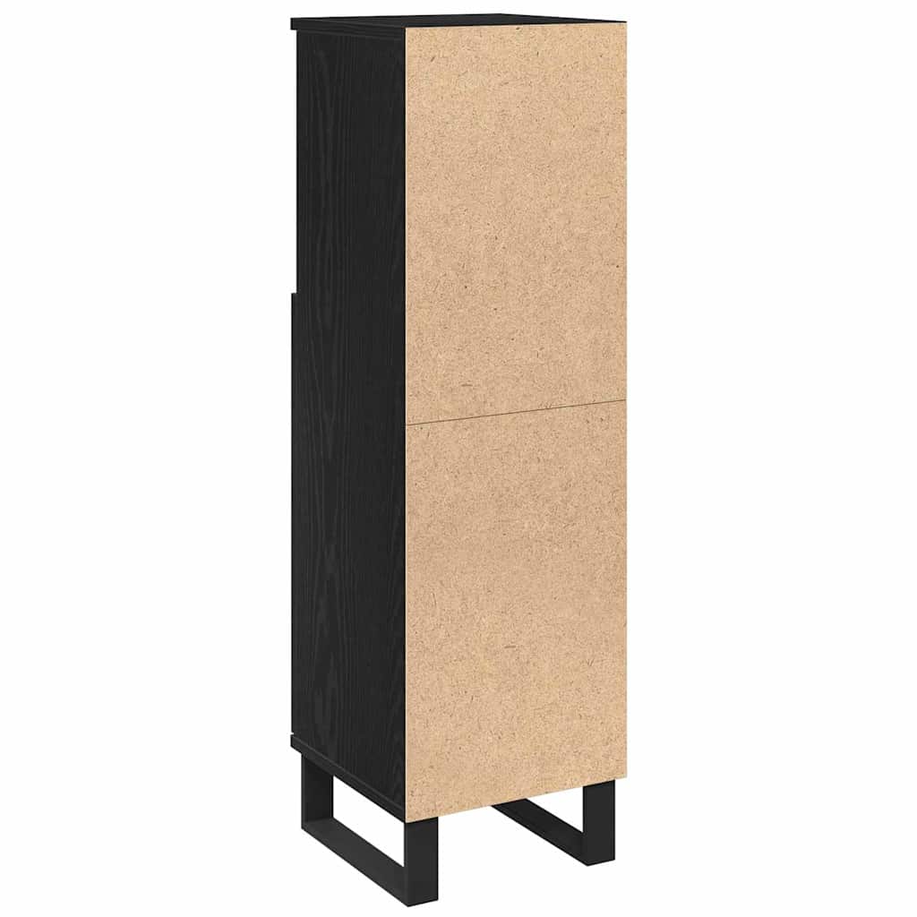 Baderomsskap med dør Svart Eik 30 x 30 x 100 cm Konstruert tre