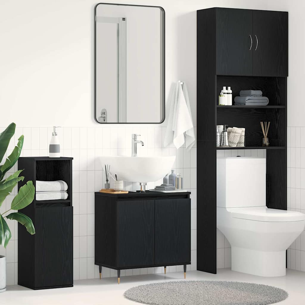 Baderomsvaskeskap Svart Eik 58 x 33 x 60 cm Konstruert tre