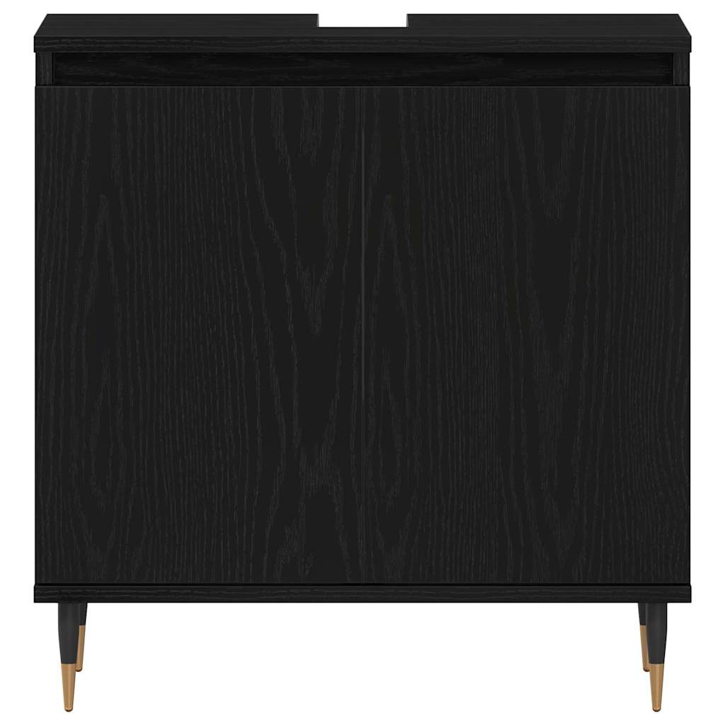 Vaskeskap med lagring Svart Eik 58 x 33 x 60 cm Konstruert tre