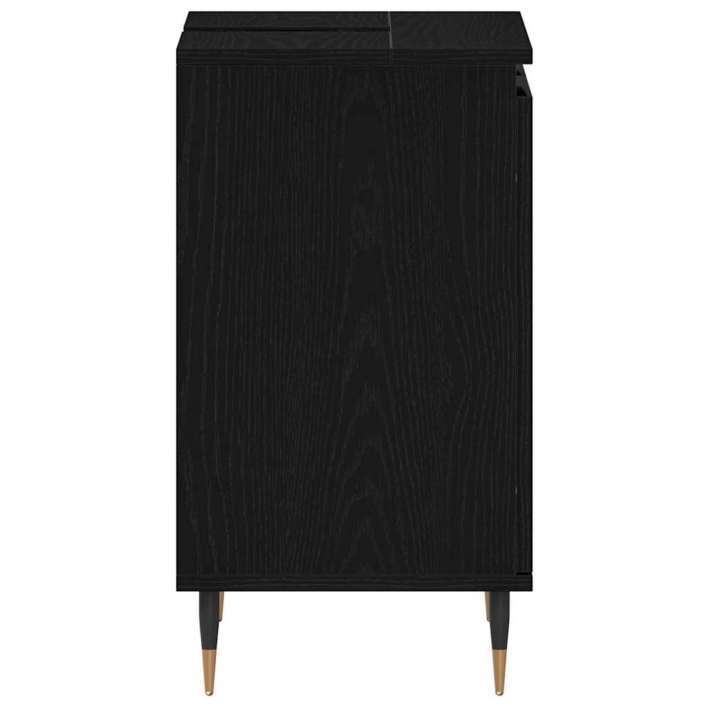 Vaskeskap med lagring Svart Eik 58 x 33 x 60 cm Konstruert tre