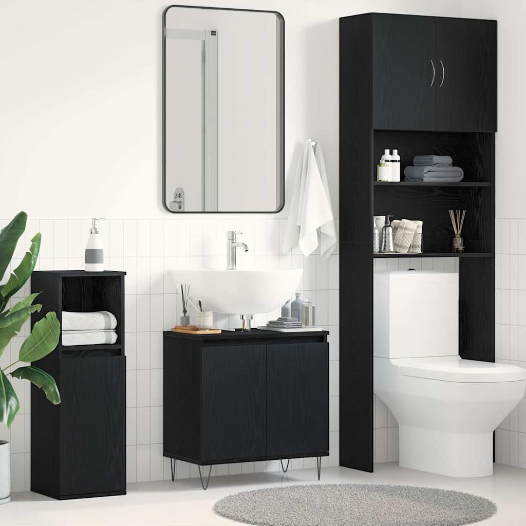 Sink Cabinet med dør Svart Eik 58 x 33 x 60 cm Konstruert tre