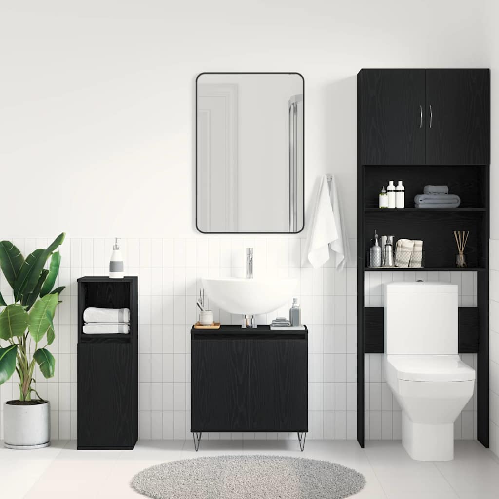 Sink Cabinet med dør Svart Eik 58 x 33 x 60 cm Konstruert tre