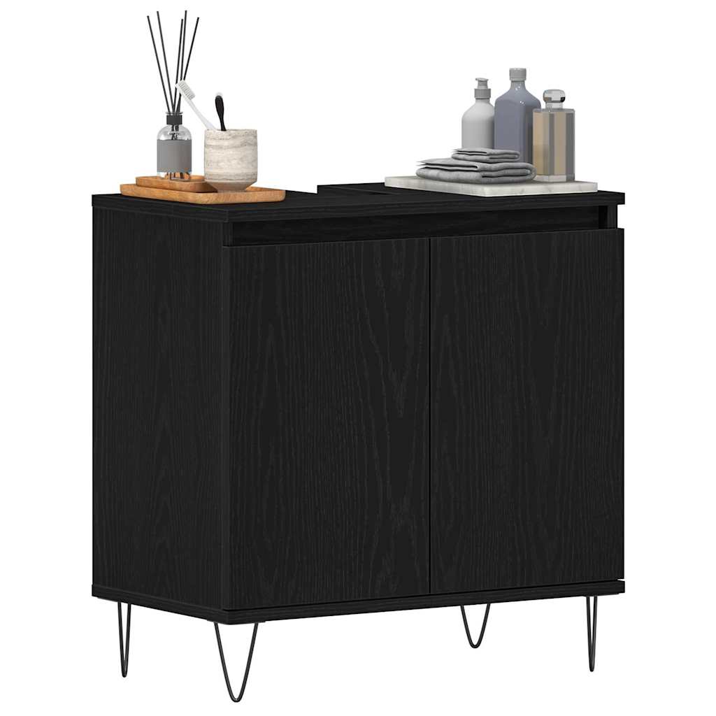 Sink Cabinet med dør Svart Eik 58 x 33 x 60 cm Konstruert tre