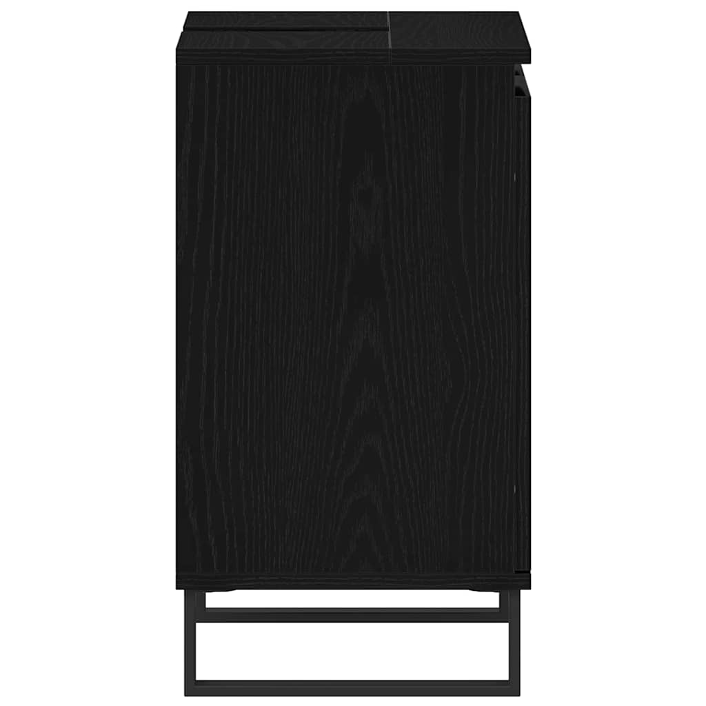 Vaskeskap med lagring Svart Eik 58 x 33 x 60 cm Konstruert tre