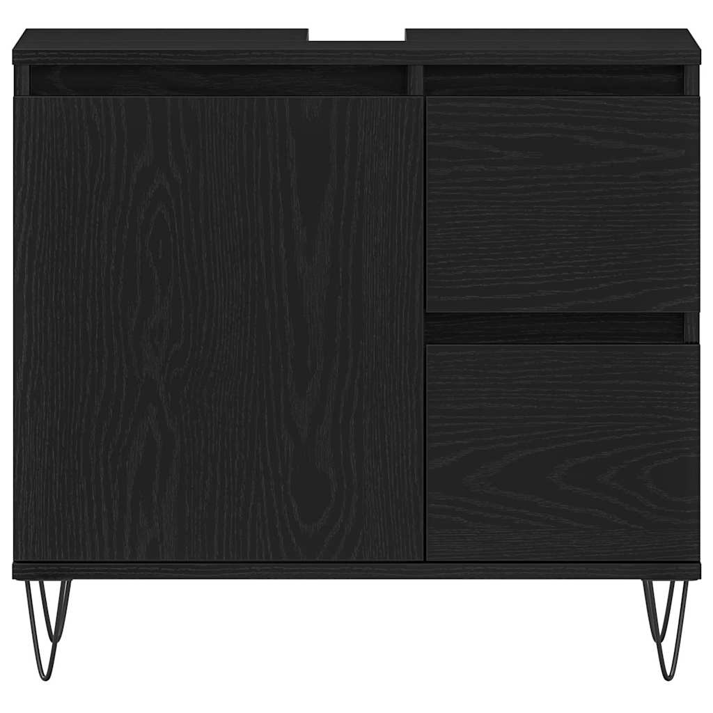 Vaskeskap med skuff Svart Eik 65 x 33 x 60 cm Konstruert tre