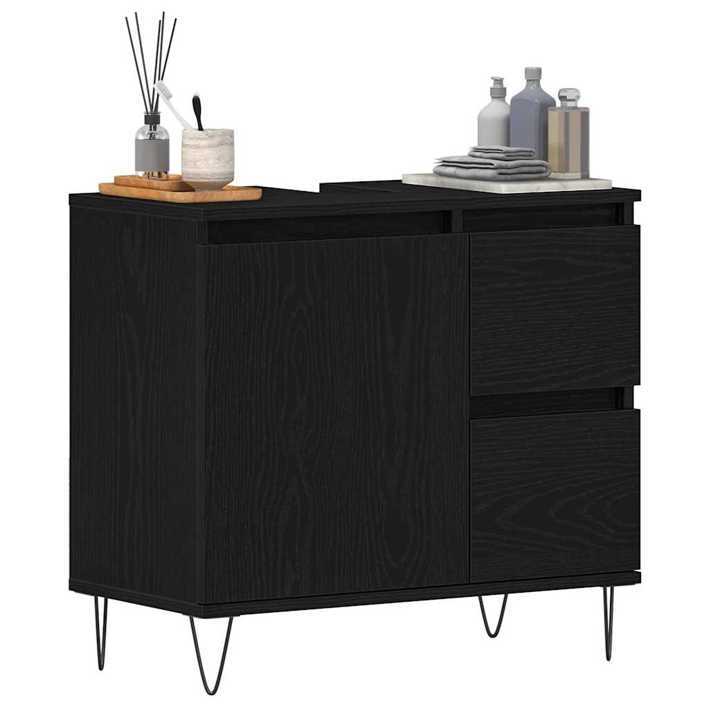 Baderomsvaskeskap Svart Eik 65 x 33 x 60 cm Konstruert tre