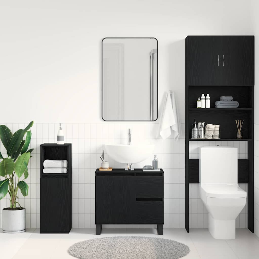 Baderomsvaskeskap Svart Eik 65 x 33 x 60 cm Konstruert tre