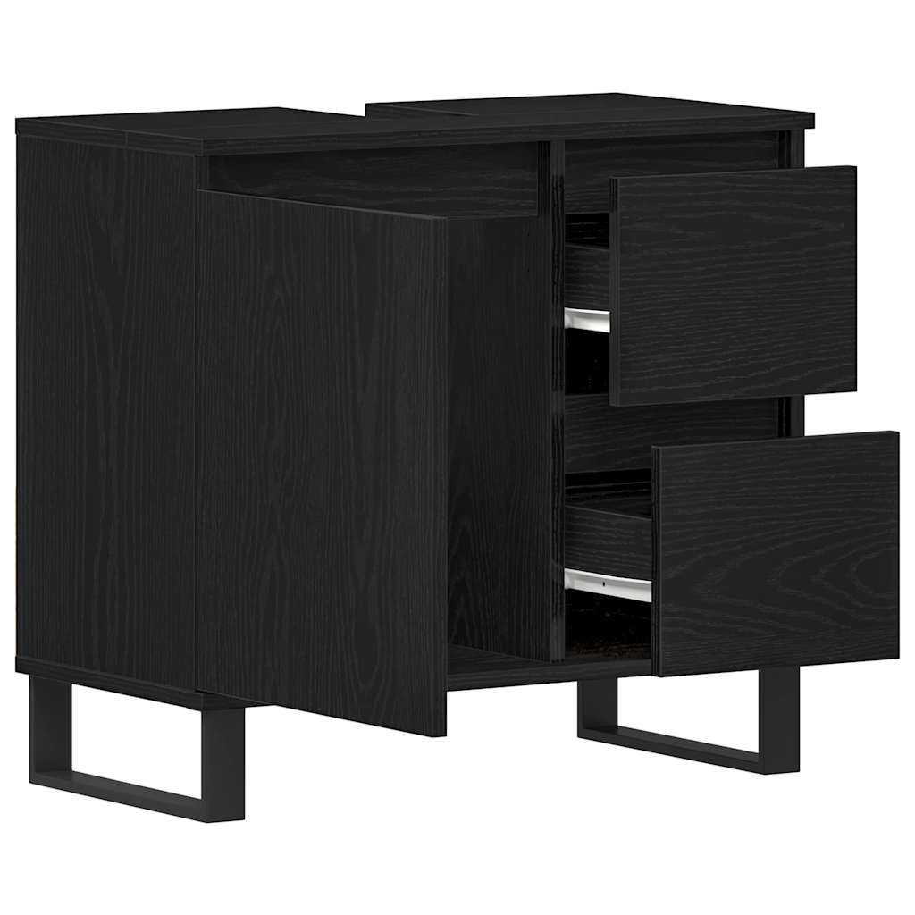 Vaskeskap med skuff Svart Eik 65 x 33 x 60 cm Konstruert tre