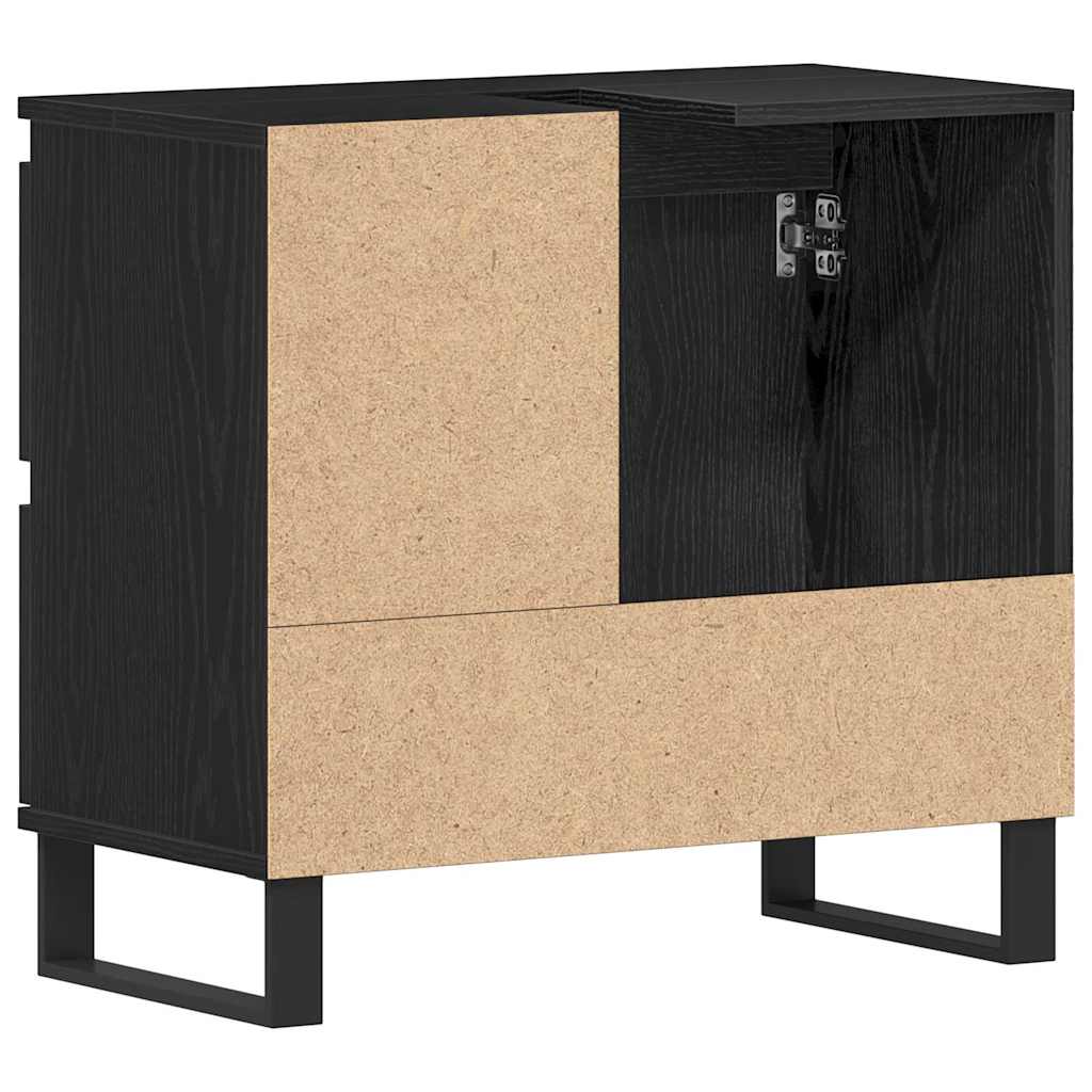 Vaskeskap med skuff Svart Eik 65 x 33 x 60 cm Konstruert tre