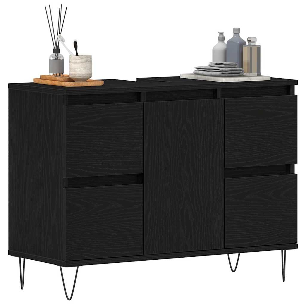 Baderomsvaskeskap Svart Eik 80 x 33 x 60 cm Konstruert tre