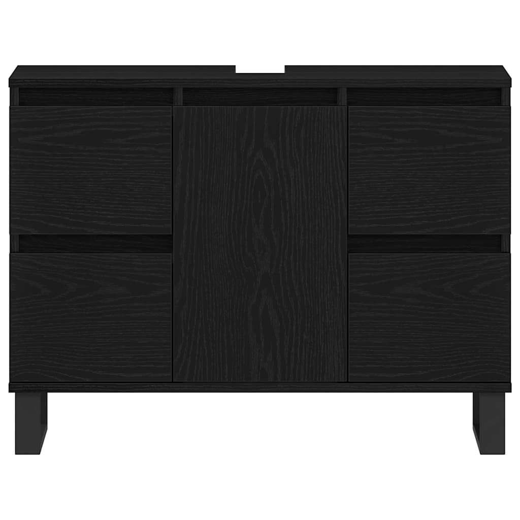 Baderomsskap med skuff Svart Eik 80 x 33 x 60 cm Konstruert tre