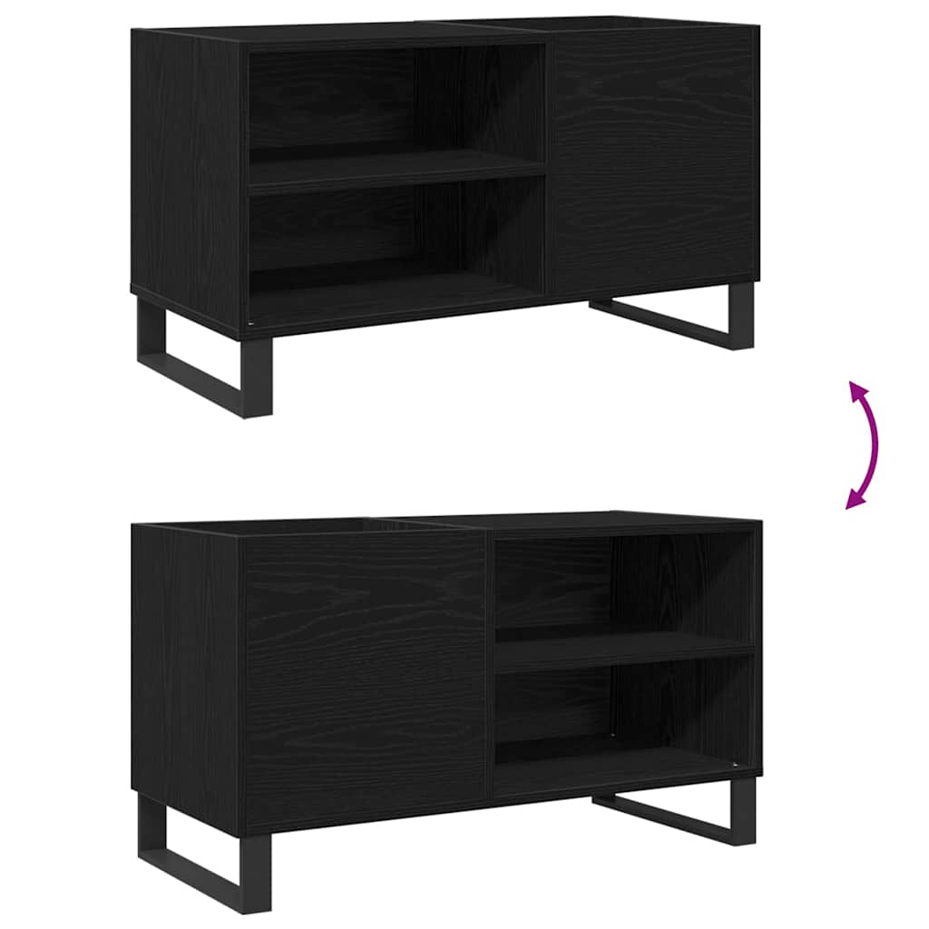 Plateskap med hylle Svart Eik 85 x 38 x 48 cm Konstruert tre
