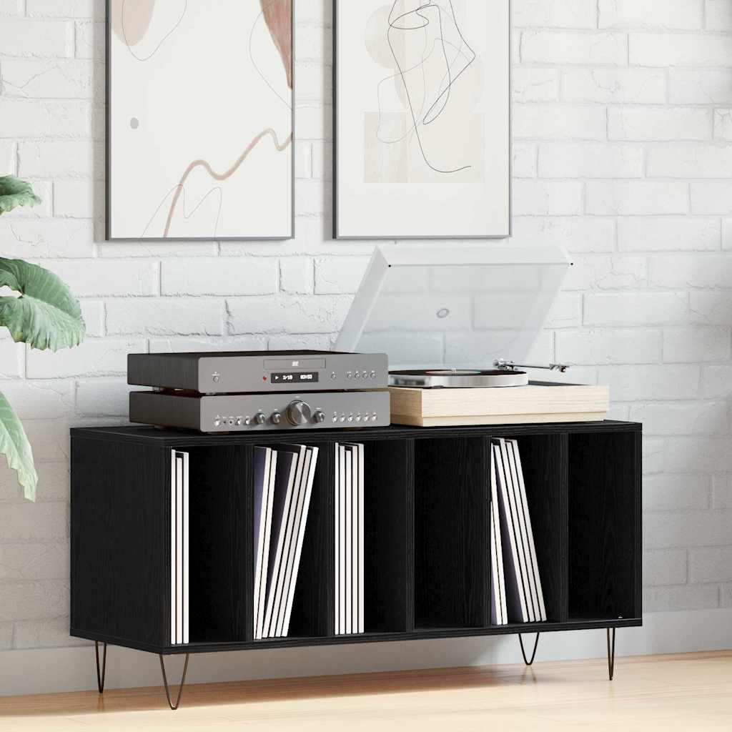Plateskap med hylle Svart Eik 100 x 38 x 48 cm Konstruert tre