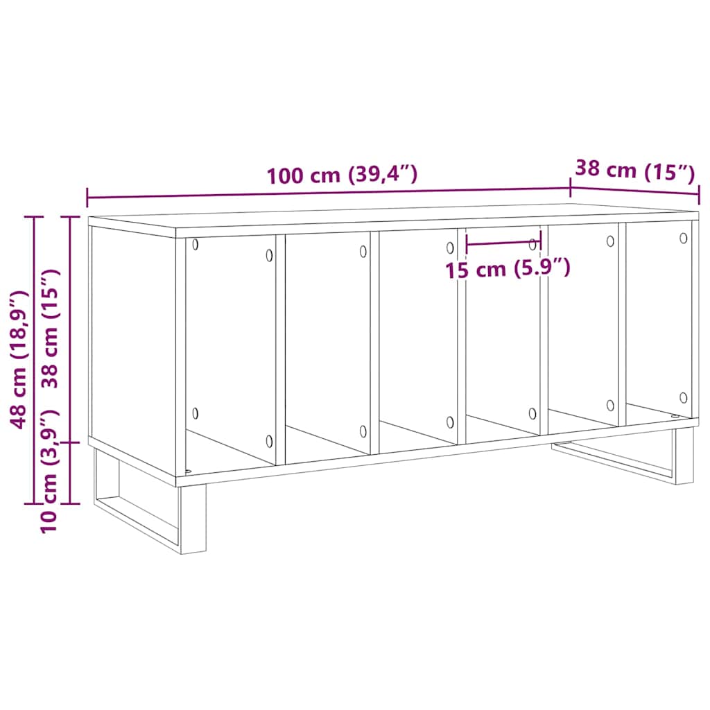 Plateskap med hylle artisan eik 100 x 38 x 48 cm Konstruert tre