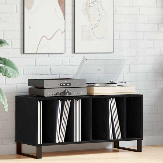 Plateskap med hylle Svart Eik 100 x 38 x 48 cm Konstruert tre