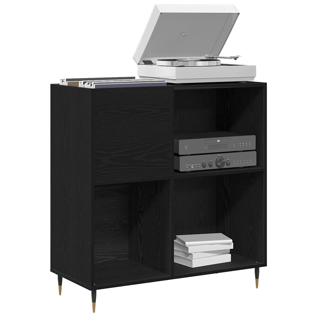 Plateskap med hylle Svart Eik 85 x 38 x 89 cm Konstruert tre