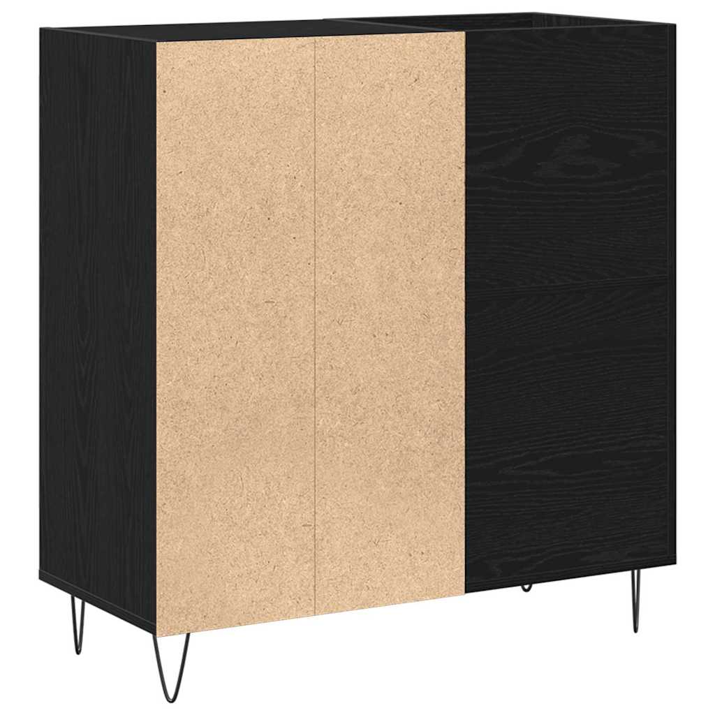 Plateskap med hylle Svart Eik 85 x 38 x 89 cm Konstruert tre