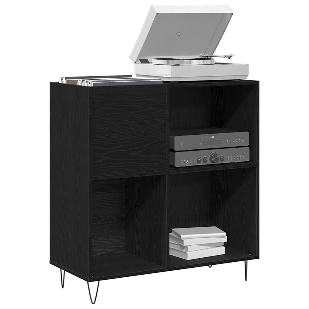 Plateskap med hylle Svart Eik 85 x 38 x 89 cm Konstruert tre