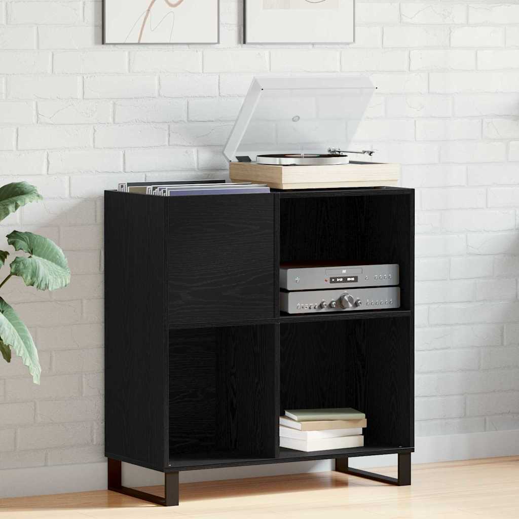 Plateskap med hylle Svart Eik 85 x 38 x 89 cm Konstruert tre