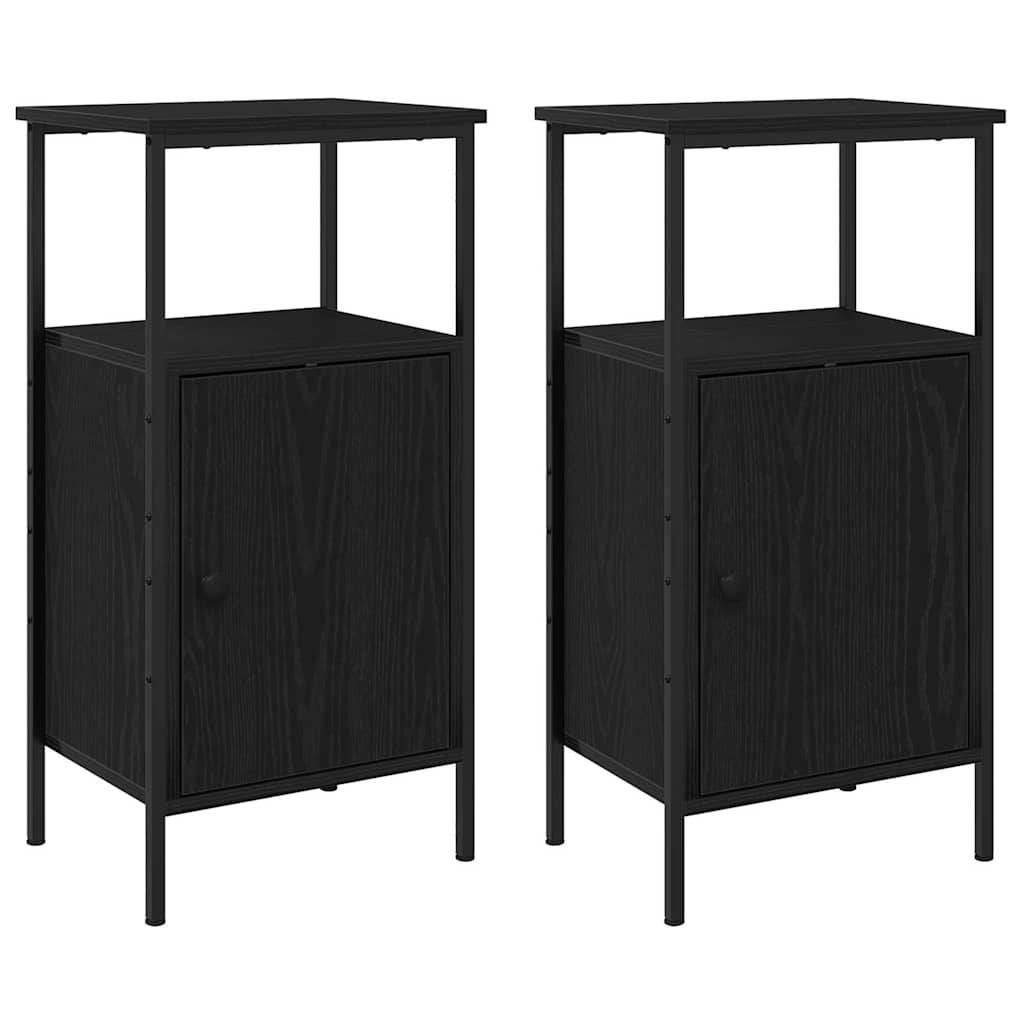 Nattbordskap 2 pcs Svart Eik 41 x 31 x 80 cm Konstruert tre
