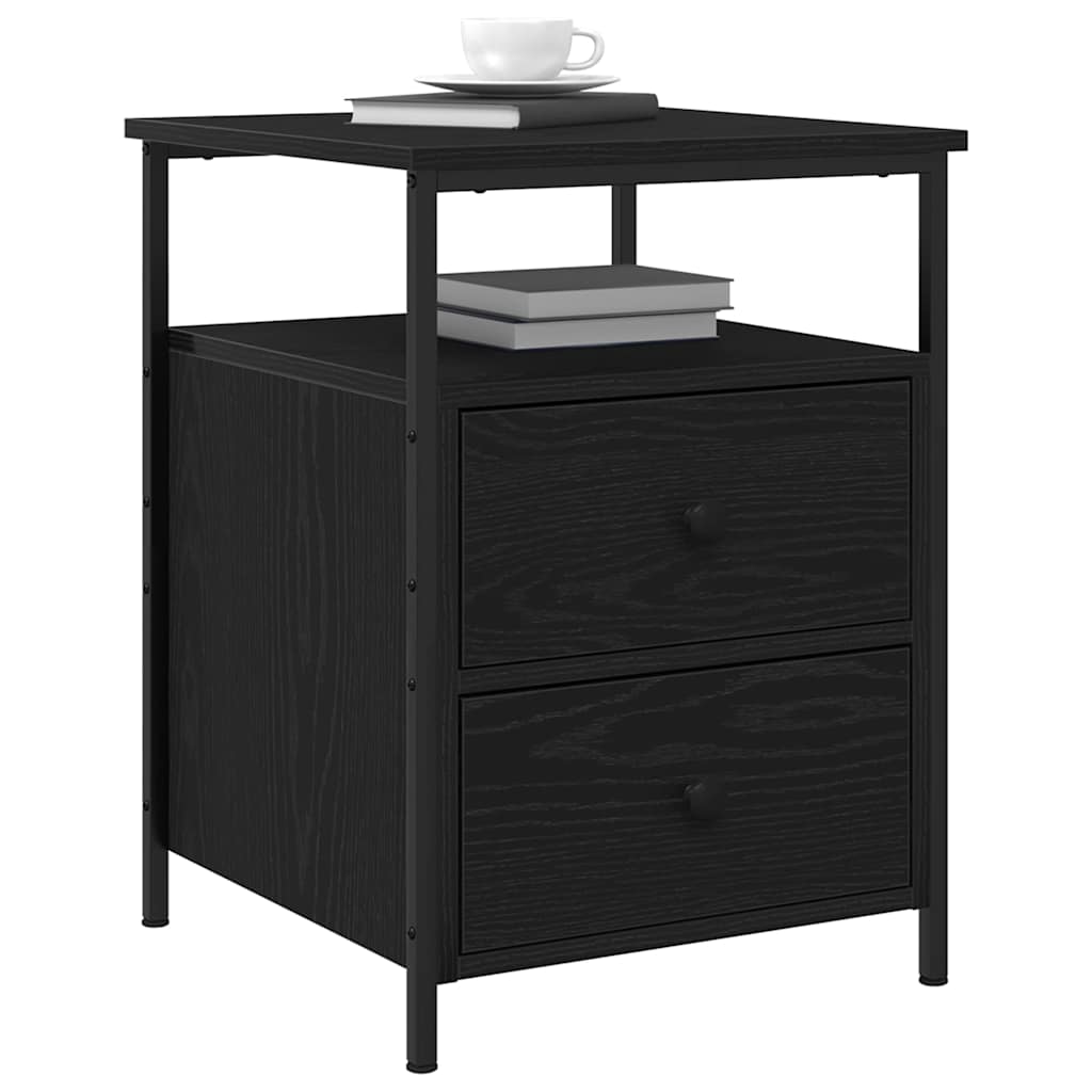 Nattbordskap Svart Eik 34 x 35,5 x 50 cm Konstruert tre