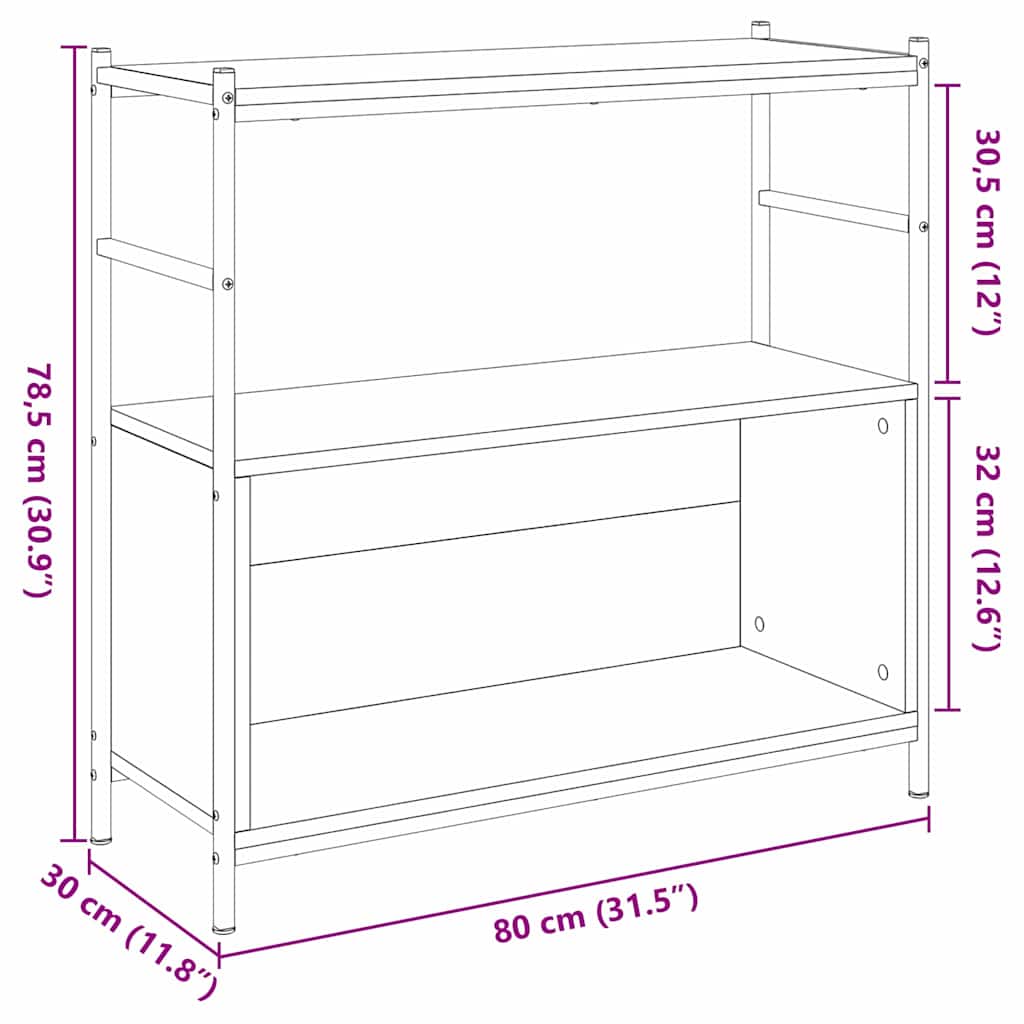 Bokhylle Svart eik 80 x 30 x 78.5 cm Konstruert tre