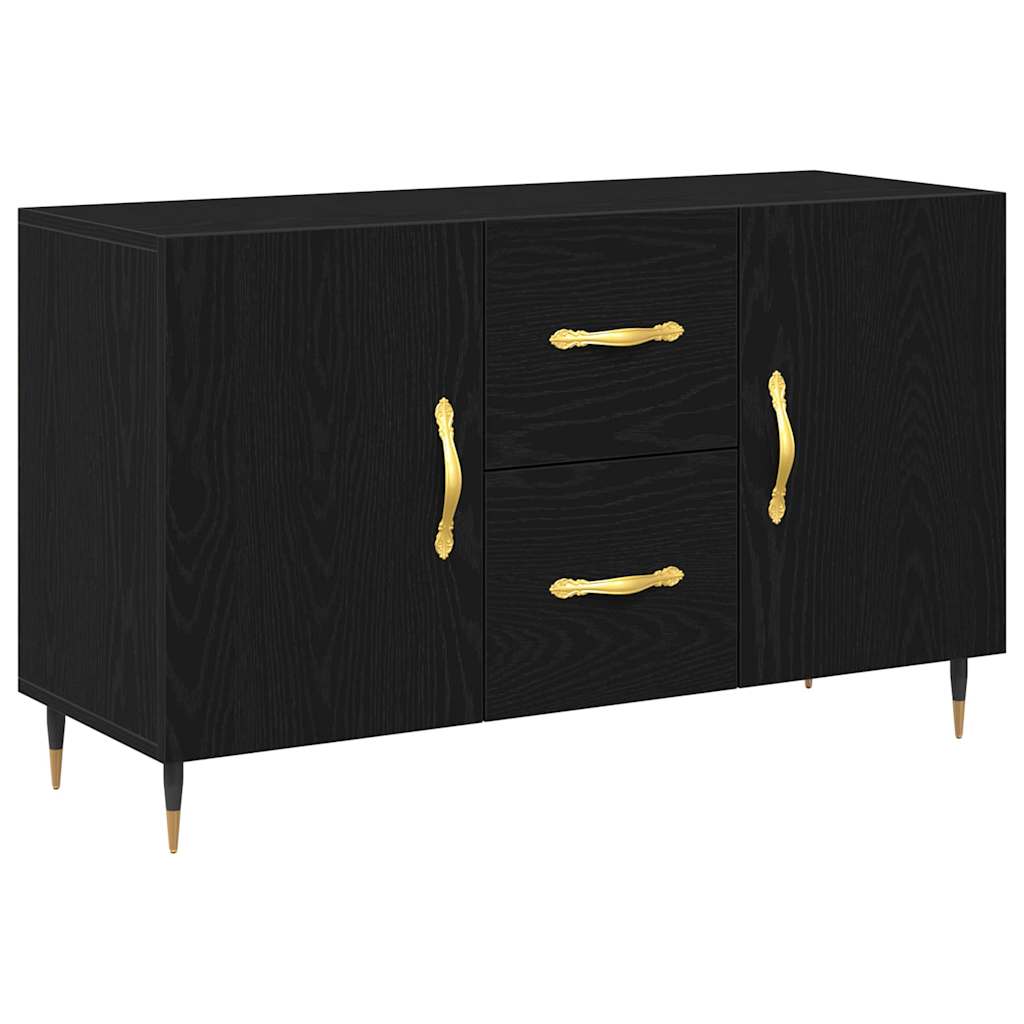 Serviesskap med skuff Svart Eik 100 x 36 x 60 cm Konstruert tre