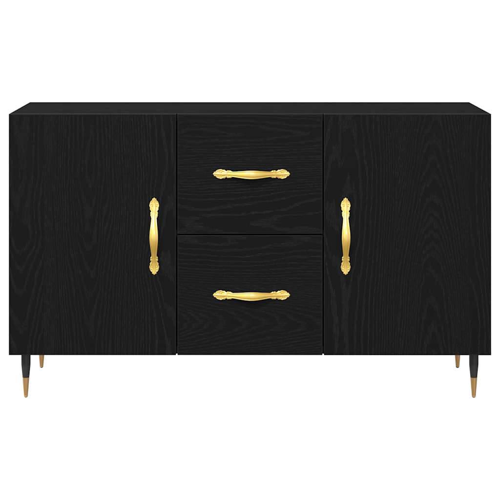 Serviesskap med skuff Svart Eik 100 x 36 x 60 cm Konstruert tre