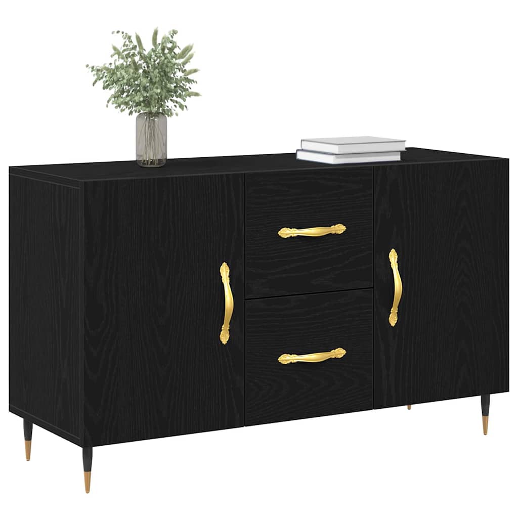 Serviesskap med skuff Svart Eik 100 x 36 x 60 cm Konstruert tre