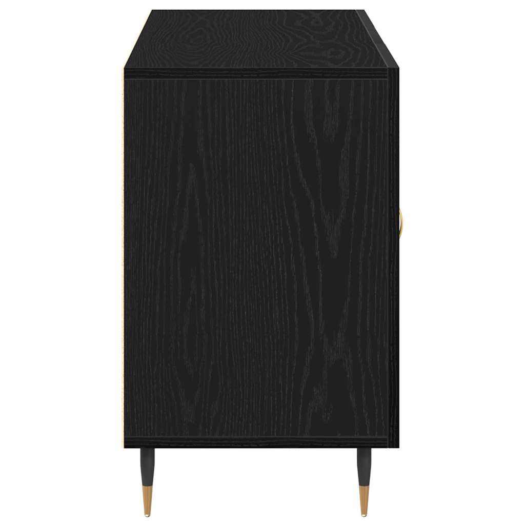 Serviesskap med skuff Svart Eik 100 x 36 x 60 cm Konstruert tre