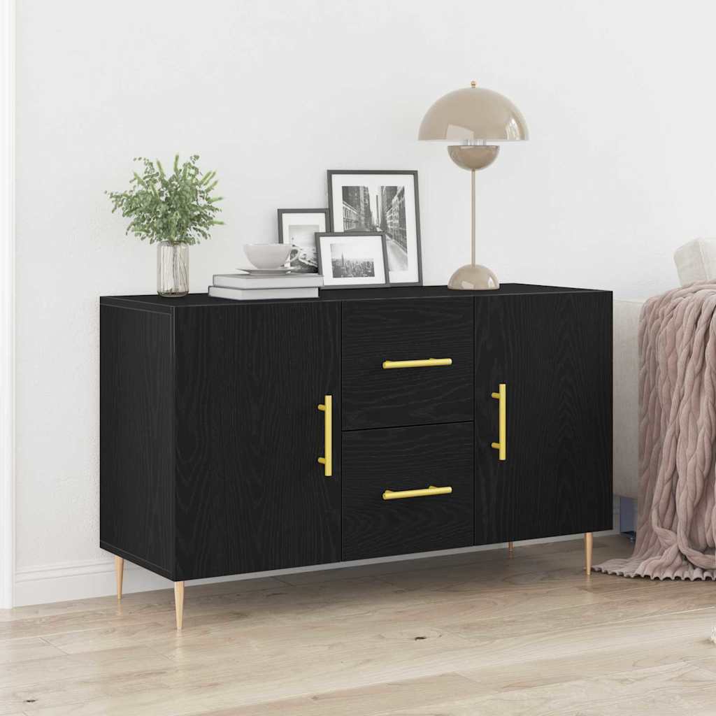 Serviesskap med skuff Svart Eik 100 x 36 x 60 cm Konstruert tre
