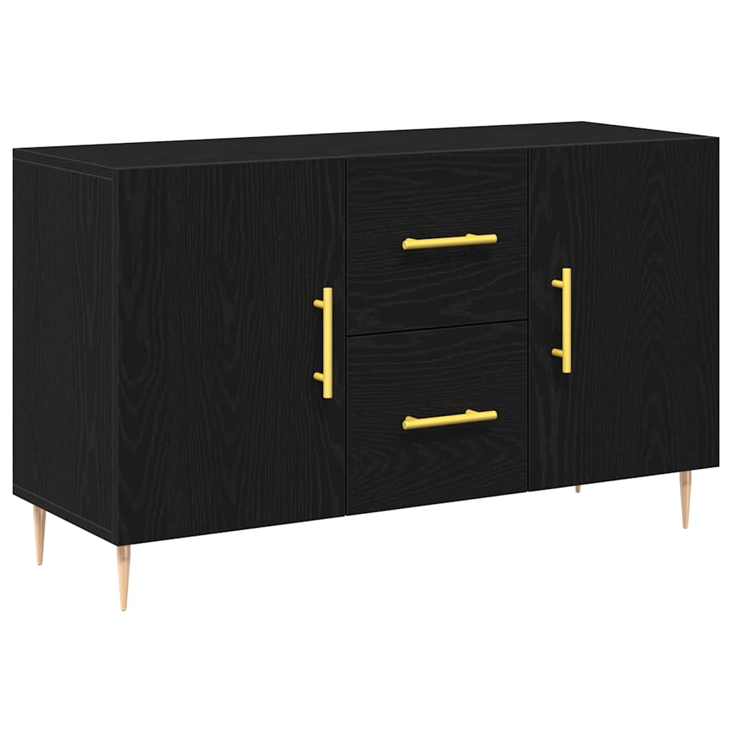 Serviesskap med skuff Svart Eik 100 x 36 x 60 cm Konstruert tre