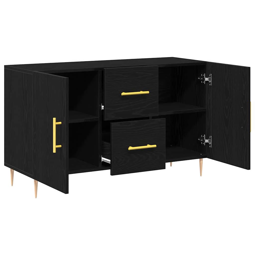 Serviesskap med skuff Svart Eik 100 x 36 x 60 cm Konstruert tre
