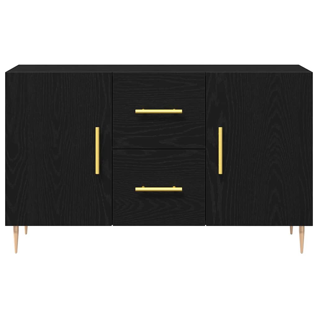 Serviesskap med skuff Svart Eik 100 x 36 x 60 cm Konstruert tre