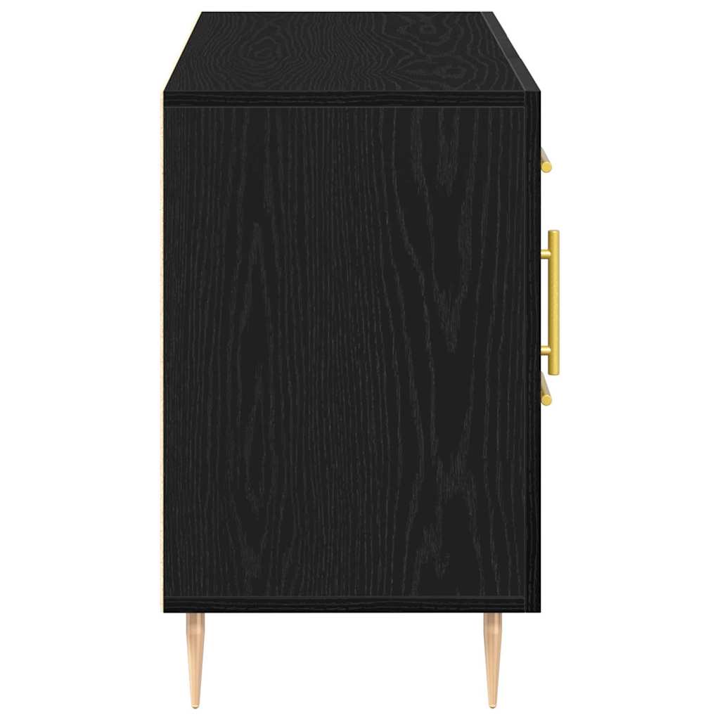 Serviesskap med skuff Svart Eik 100 x 36 x 60 cm Konstruert tre