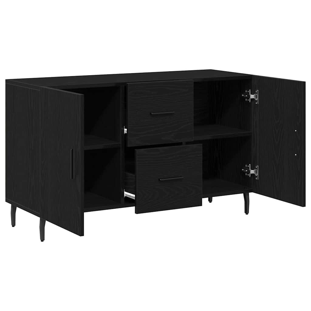 Serviesskap med skuff Svart Eik 100 x 36 x 60 cm Konstruert tre
