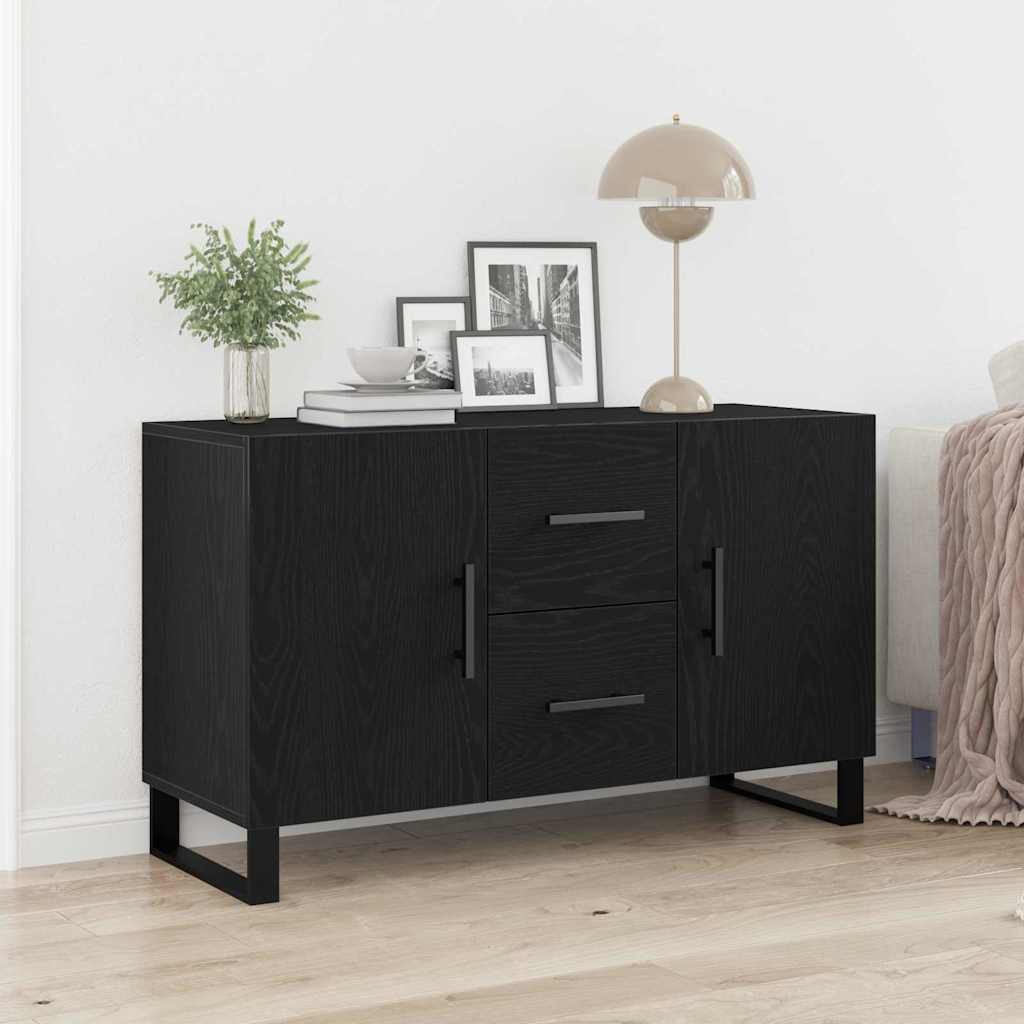 Serviesskap med skuff Svart Eik 100 x 36 x 60 cm Konstruert tre