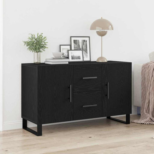 Serviesskap med skuff Svart Eik 100 x 36 x 60 cm Konstruert tre