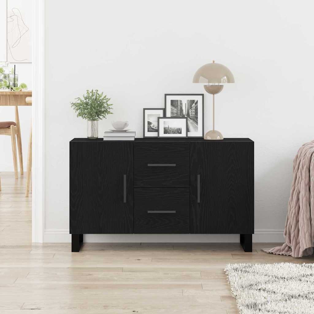 Serviesskap med skuff Svart Eik 100 x 36 x 60 cm Konstruert tre