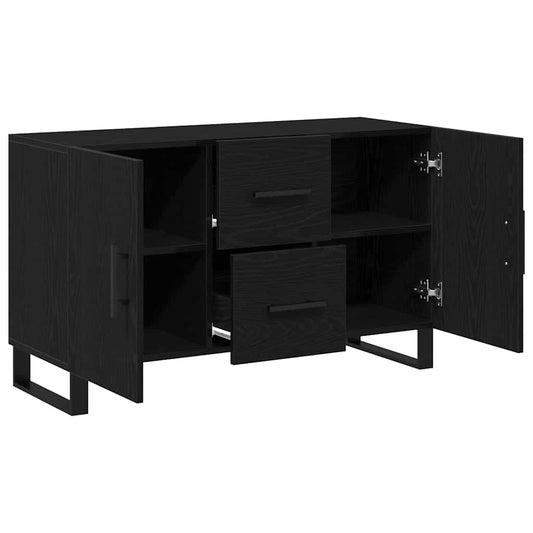 Serviesskap med skuff Svart Eik 100 x 36 x 60 cm Konstruert tre
